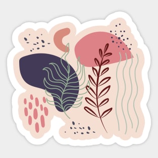 Abstract shapes and plants digital design Sticker